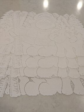 Lace Crocheted Snowman Placemat Set Of 4 White